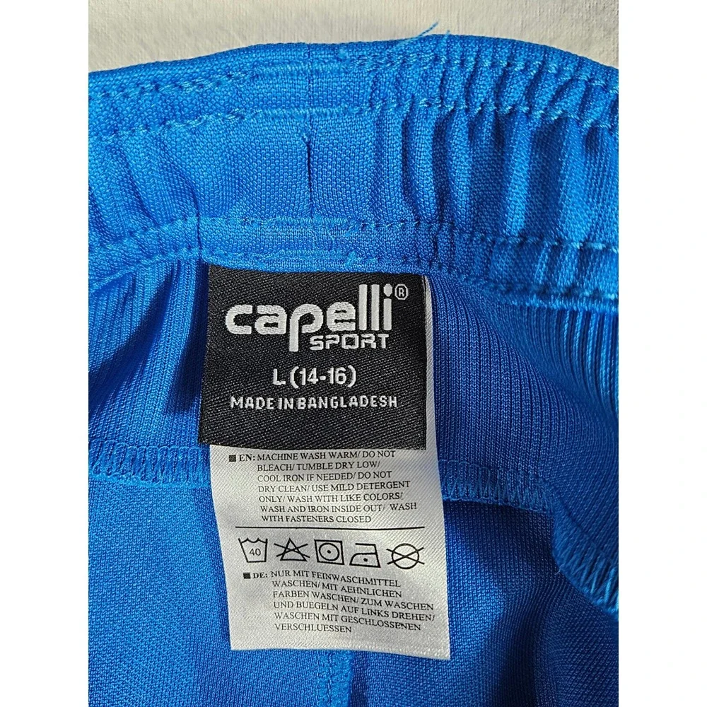 Capelli Sport Youth Large 14-16 Soccer Training Pants Blue Track Joggers Zip Leg